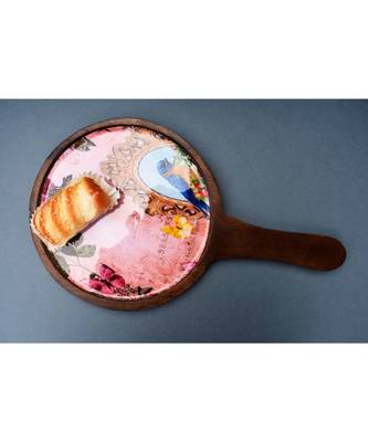 Wooden Round Floral Platter 1