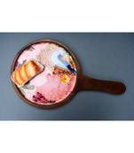 Wooden Round Floral Platter