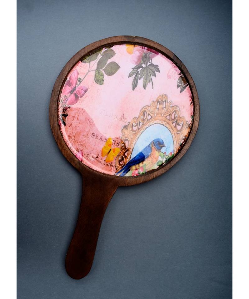 Wooden Round Floral Platter