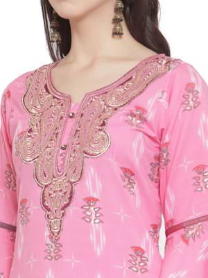 Pink Rayon Prined Kurta Palazzos Set 5