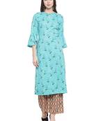 Turq Multi Rayon Prined Kurta Palazzos Set
