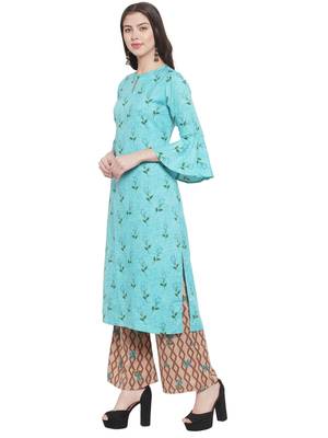 Turq Multi Rayon Prined Kurta Palazzos Set 2