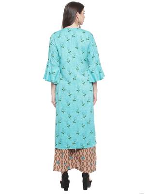 Turq Multi Rayon Prined Kurta Palazzos Set 3