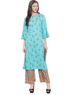 Turq Multi Rayon Prined Kurta Palazzos Set 4