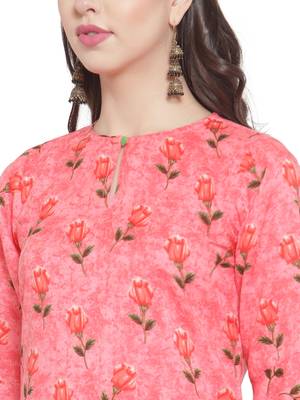 Peach Multi Rayon Prined Kurta Palazzos Set 5