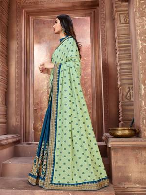 Green embroidered art silk saree with blouse 2