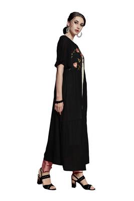 Black Embroidered Crepe Ethnic-Kurtis 5