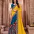 Yellow embroidered art silk saree with blouse