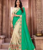 Green embroidered art silk saree with blouse