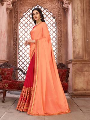 Pink embroidered art silk saree with blouse 2