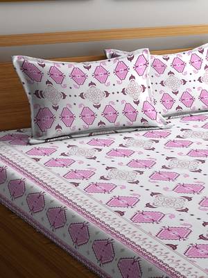 pink geometric Double bedsheet 2