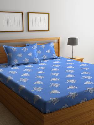 blue abstract print Double bedsheet 1