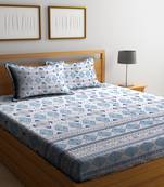 blue geometric Double bedsheet