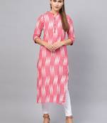 Inddus Pink Cotton Ikkat Kurta