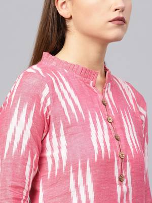 Inddus Pink Cotton Ikkat Kurta 5