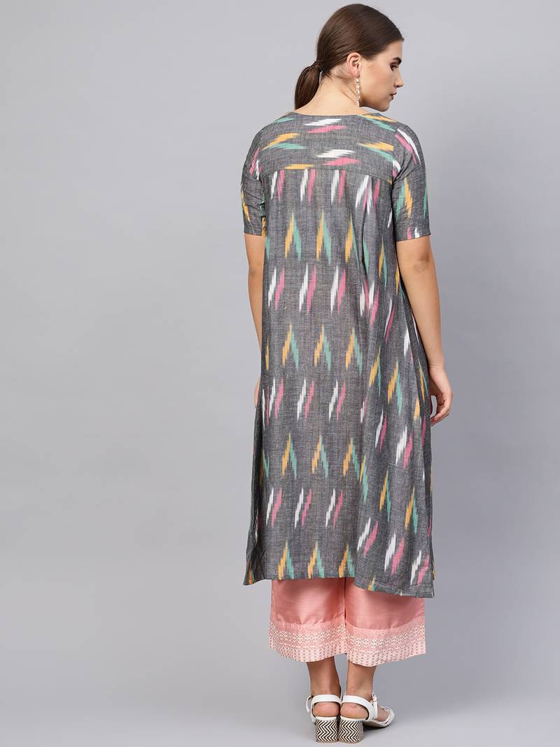 Inddus Multi Cotton Ikkat Kurta