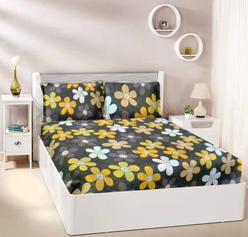 Grey Floral Double bedsheet 1