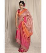 Brown Woven Linen Saree With Blouse