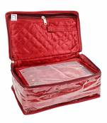 atorakushon   Satin Makeup Pouch Cosmetic Necklace Earrings Jewellery Vanity Organiser For Women's (Maroon)