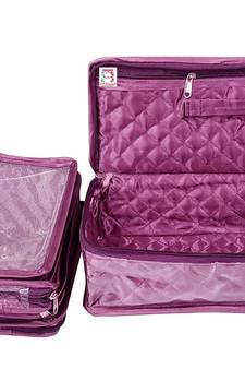 atorakushon   Satin Makeup Pouch Cosmetic Necklace Earrings Jewellery Vanity Organiser For Women's (Purple)