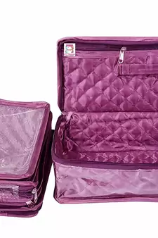 atorakushon   Satin Makeup Pouch Cosmetic Necklace Earrings Jewellery Vanity Organiser For Women's (Purple)