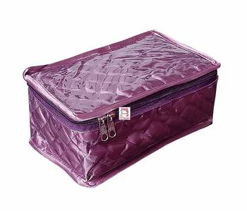 atorakushon   Satin Makeup Pouch Cosmetic Necklace Earrings Jewellery Vanity Organiser For Women's (Purple) 2