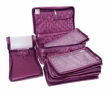 atorakushon   Satin Makeup Pouch Cosmetic Necklace Earrings Jewellery Vanity Organiser For Women's (Purple) 3