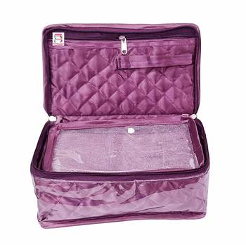atorakushon   Satin Makeup Pouch Cosmetic Necklace Earrings Jewellery Vanity Organiser For Women's (Purple) 4