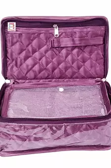 atorakushon   Satin Makeup Pouch Cosmetic Necklace Earrings Jewellery Vanity Organiser For Women's (Purple)