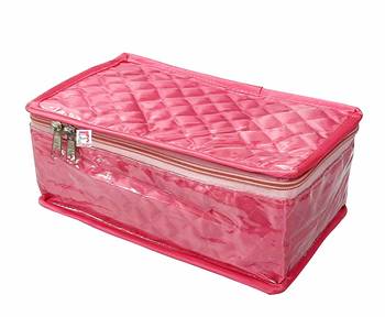 atorakushon   Satin Makeup Pouch Cosmetic Necklace Earrings Jewellery Vanity Organiser For Women's (Pink) 1