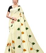 Cream Printed Chanderi Saree With Banglori Blouse