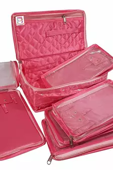 atorakushon   Satin Makeup Pouch Cosmetic Necklace Earrings Jewellery Vanity Organiser For Women's (Pink)
