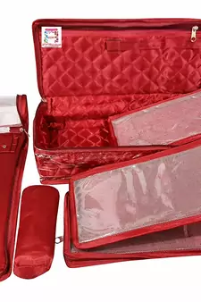 atorakushon   Satin Makeup Pouch Cosmetic Necklace Earrings Jewellery Vanity Organiser For Women's (Maroon)