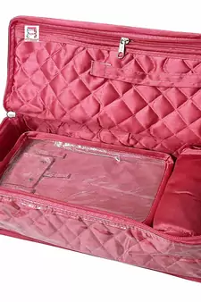 atorakushon   Satin Makeup Pouch Cosmetic Necklace Earrings Jewellery Vanity Organiser For Women's (pink)