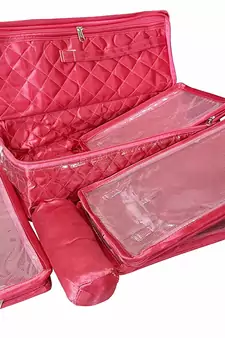 atorakushon   Satin Makeup Pouch Cosmetic Necklace Earrings Jewellery Vanity Organiser For Women's (pink)