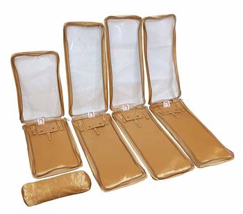 atorakushon   Satin Makeup Pouch Cosmetic Necklace Earrings Jewellery Vanity Organiser For Women's (golden) 3