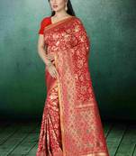 Red Woven Kanchipuram Silk Saree With Blouse