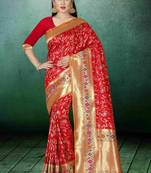 Red Woven Kanchipuram Silk Saree With Blouse