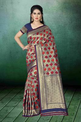 Blue Woven Kanchipuram Silk Saree With Blouse 1