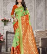 Multicolor Woven Kanchipuram Silk Saree With Blouse