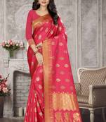 Pink Woven Kanchipuram Silk Saree With Blouse