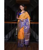 Yellow Shade Banarasi Tussar Silk Handwoven saree with blouse