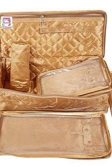 atorakushon   Satin Makeup Pouch Cosmetic Necklace Earrings Jewellery Vanity Organiser For Women's (golden)