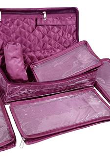atorakushon   Satin Makeup Pouch Cosmetic Necklace Earrings Jewellery Vanity Organiser For Women's (purple)