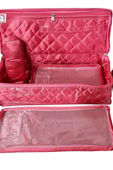 atorakushon   Satin Makeup Pouch Cosmetic Necklace Earrings Jewellery Vanity Organiser For Women's (pink)