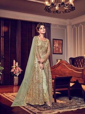 Green embroidered net salwar 1