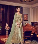 Green embroidered net salwar