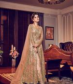 Peach embroidered net salwar