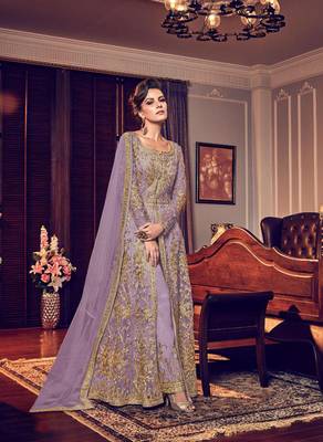 Purple embroidered net salwar 1