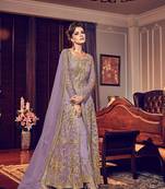 Purple embroidered net salwar